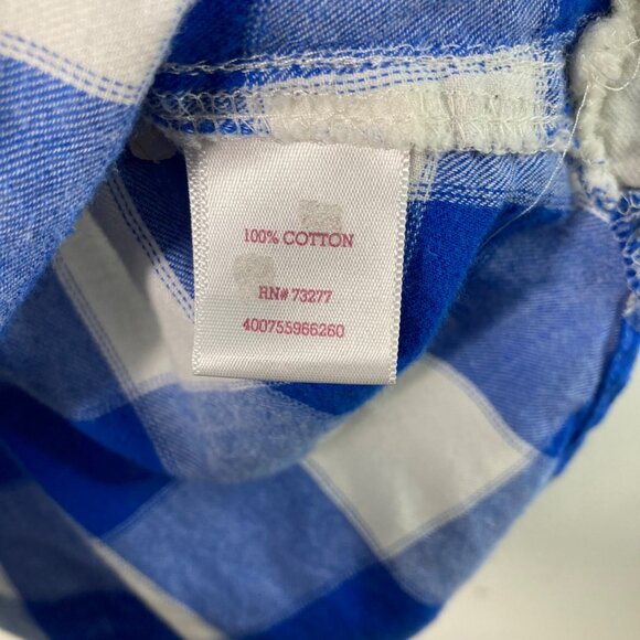 Womens So Perfect Shirt Buffalo Plaid Flannel Shirt Blue White Cotton L fits lik - Picture 7 of 8